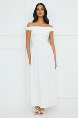 Camellia Charm Off Shoulder Maxi Dress White
