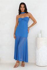 East Coast Edge Mesh Maxi Dress Blue