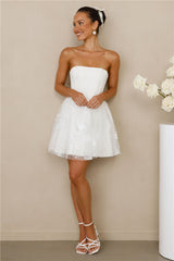 Crowned Aesthetic Strapless Mini Dress White