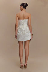 Sasha Taffeta Strapless Corset Mini Dress - White