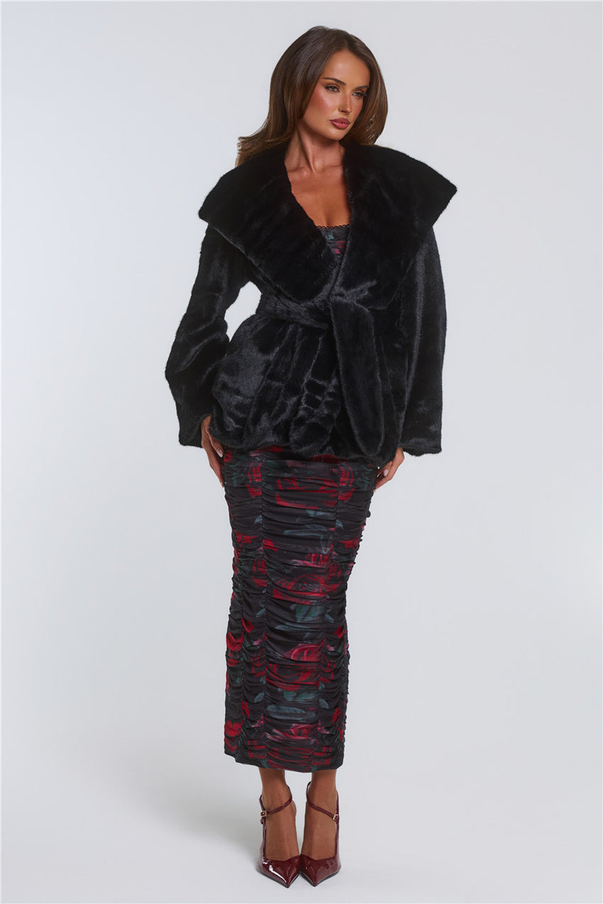 Winter Wonderland Faux Fur Coat Black